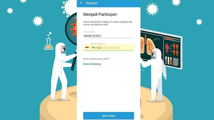 3. Membuat Akun di Aplikasi PeduliLindungi