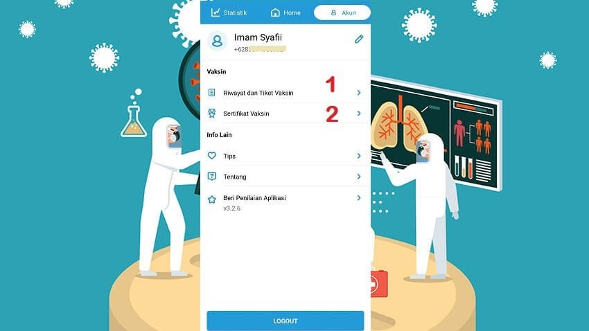 6. Cek Riwayat Vaksinasi dan Sertifikat Vaksin