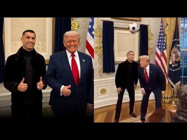 Trump Bagikan Klip AI Dirinya Bermain Sepak Bola dengan Cristiano Ronaldo di Gedung Putih